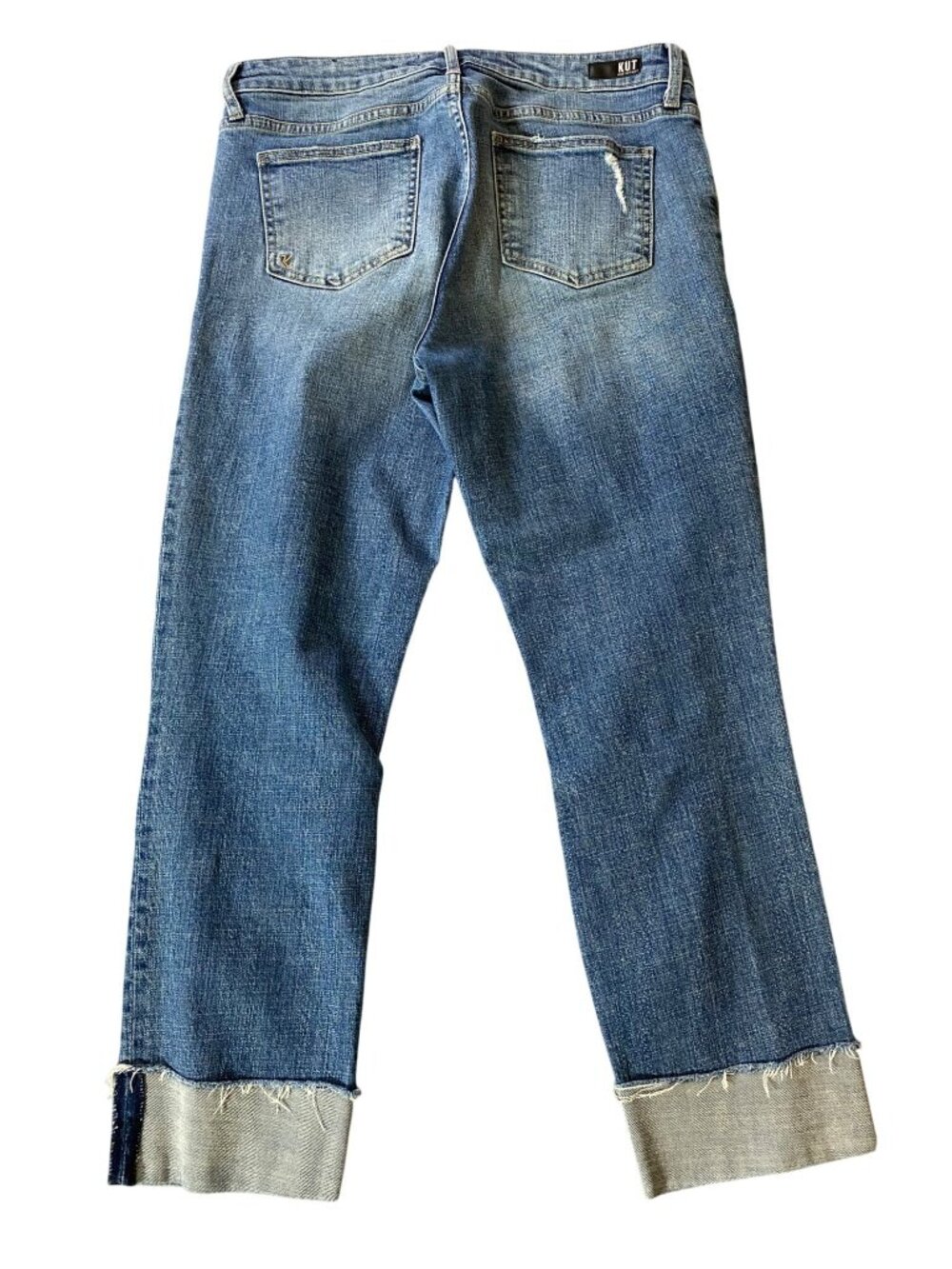 Kut From Kloth Boyfriend Distressed Cuffed Cropped Jeans Size 12 - Picture 2 of 9